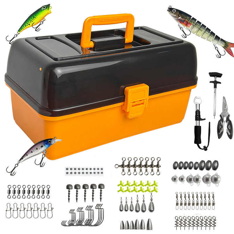 Fishing Lure Box - Grote vierlaagse outdoor visserij softbait loodkop