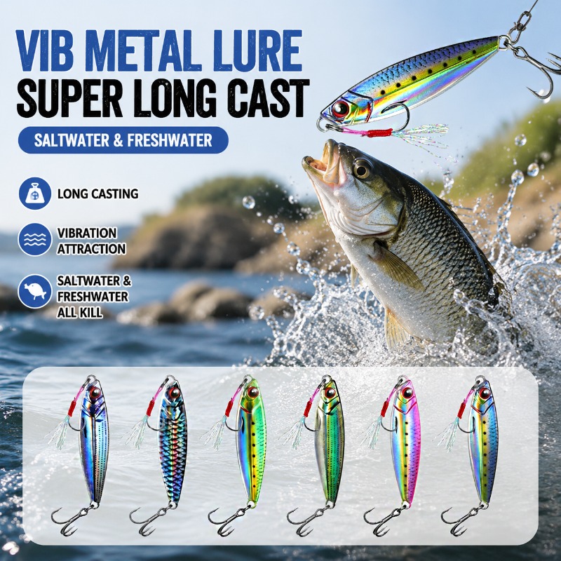 Fishing Lure Blade Bait - 3D-geprinte metalen VIB-vislokdoos voor verre werpen,